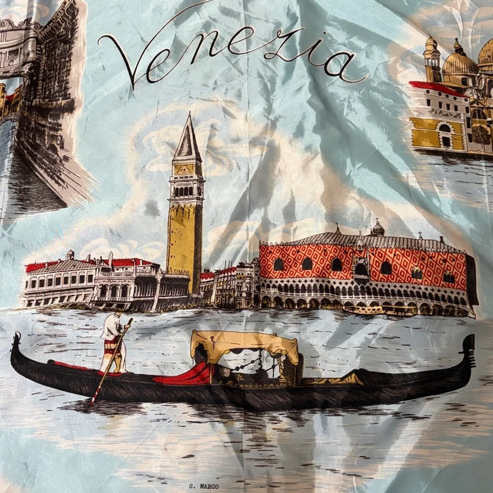 Elegant Blue and Gold Venezia Scarf
